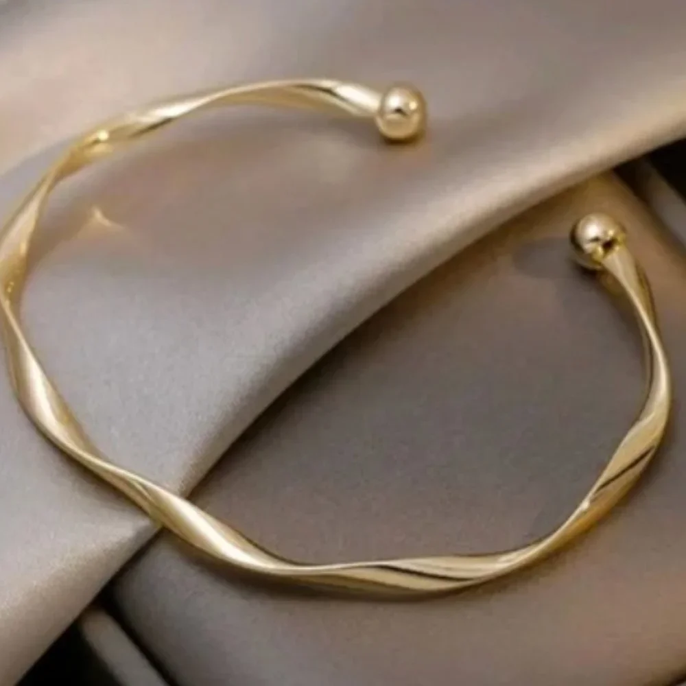 Anthropologie Minimalist Gold Bangle Cuff Bracelet