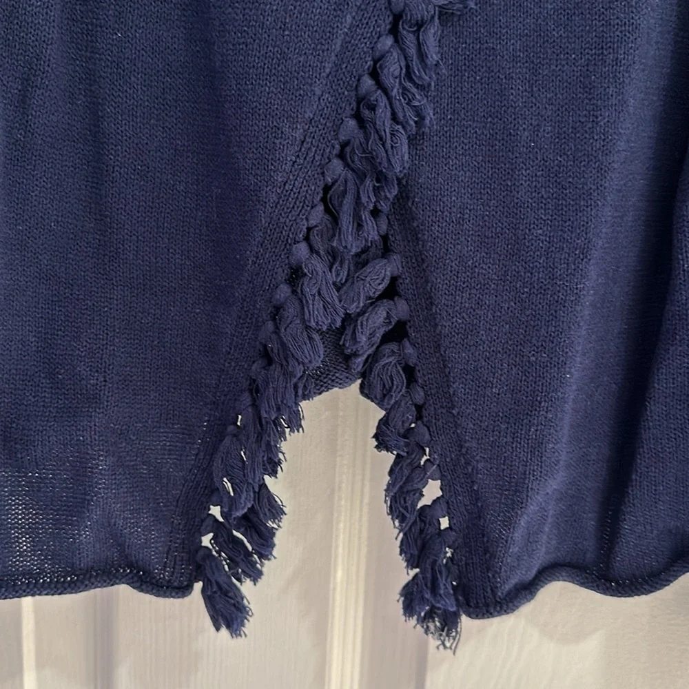 Lilly Pulitzer Girls Navy Fringe Sweater - size XL (12-14)