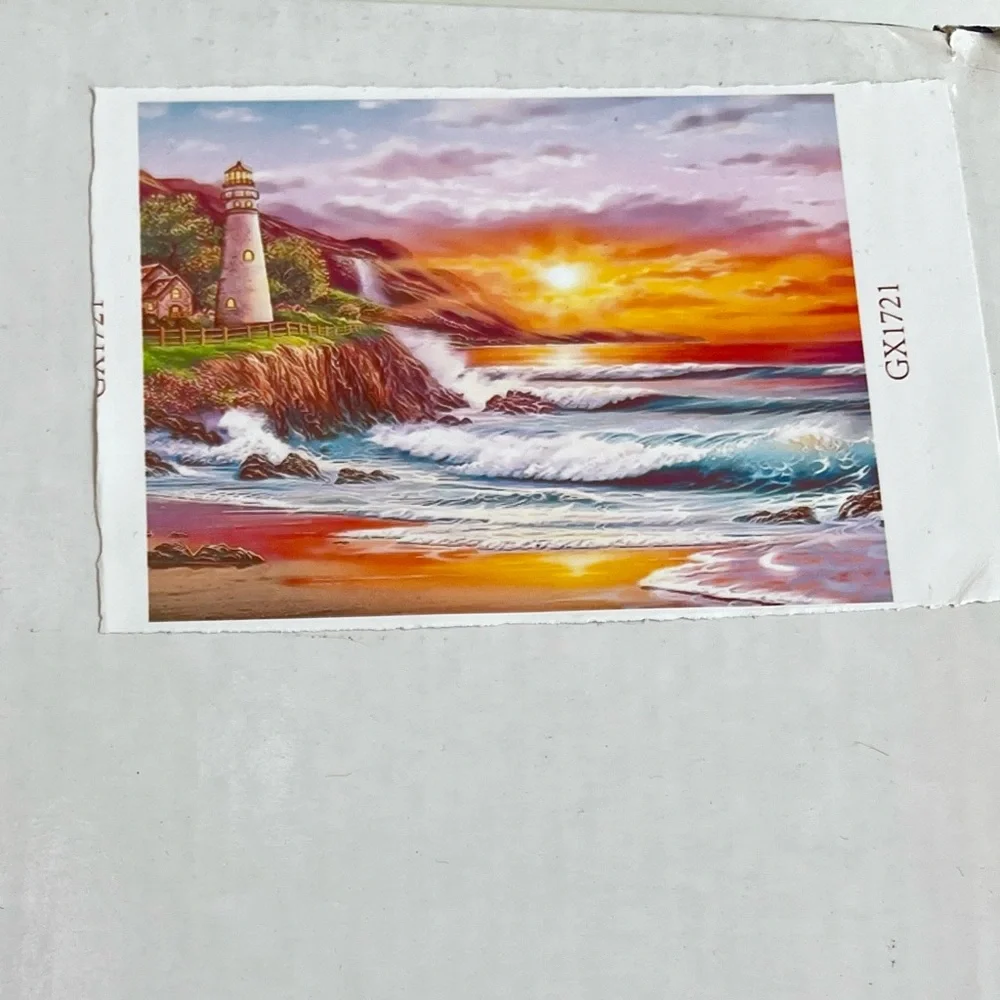 DIY Painting By Numbers 50cm X 40cm Seascape Lighthouse New With Box
