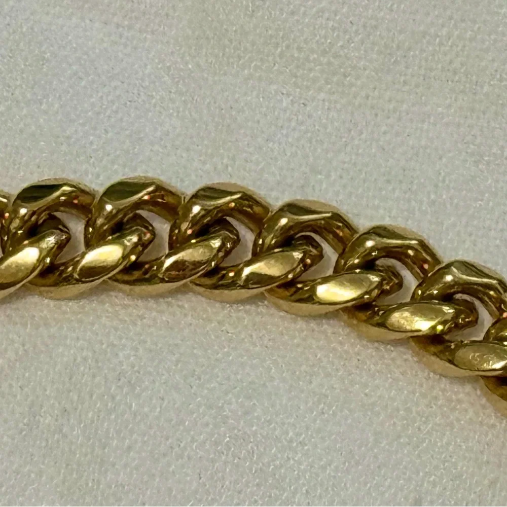 8 mm Solid Curb Link Chain Gold Tone Bracelet Lobster Clasp