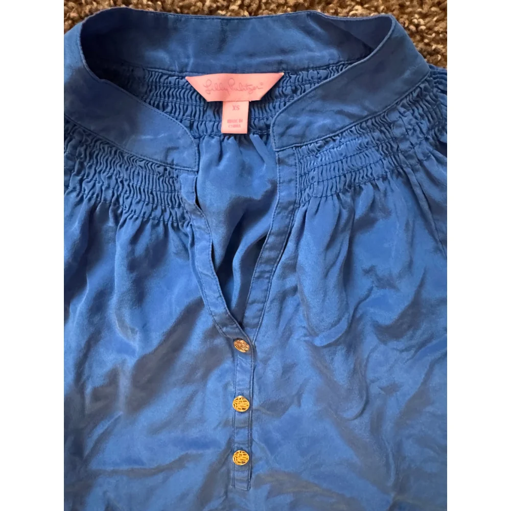 Women's Lilly Pulitzer Blue Silk Blouse XS