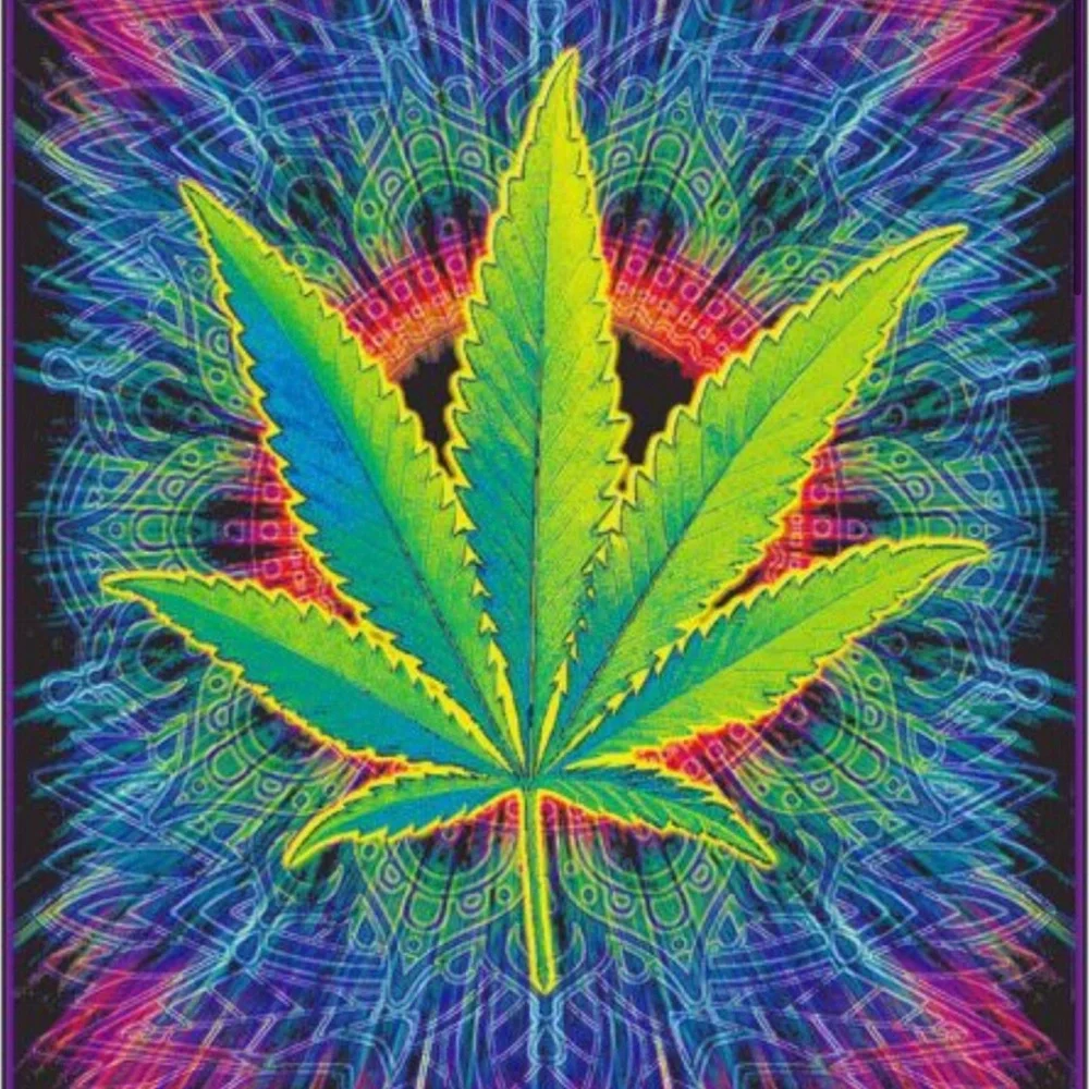 Psychedelic Cannabis Leaf Poster