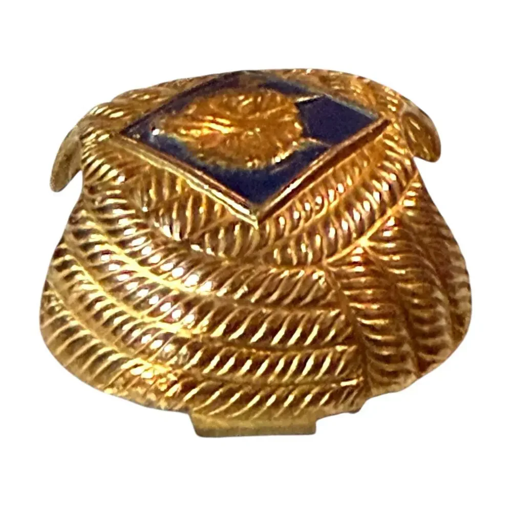 Vintage Cub Scout Wolf Rank Neckerchief Slide Boys Gold Tone Blue Enamel