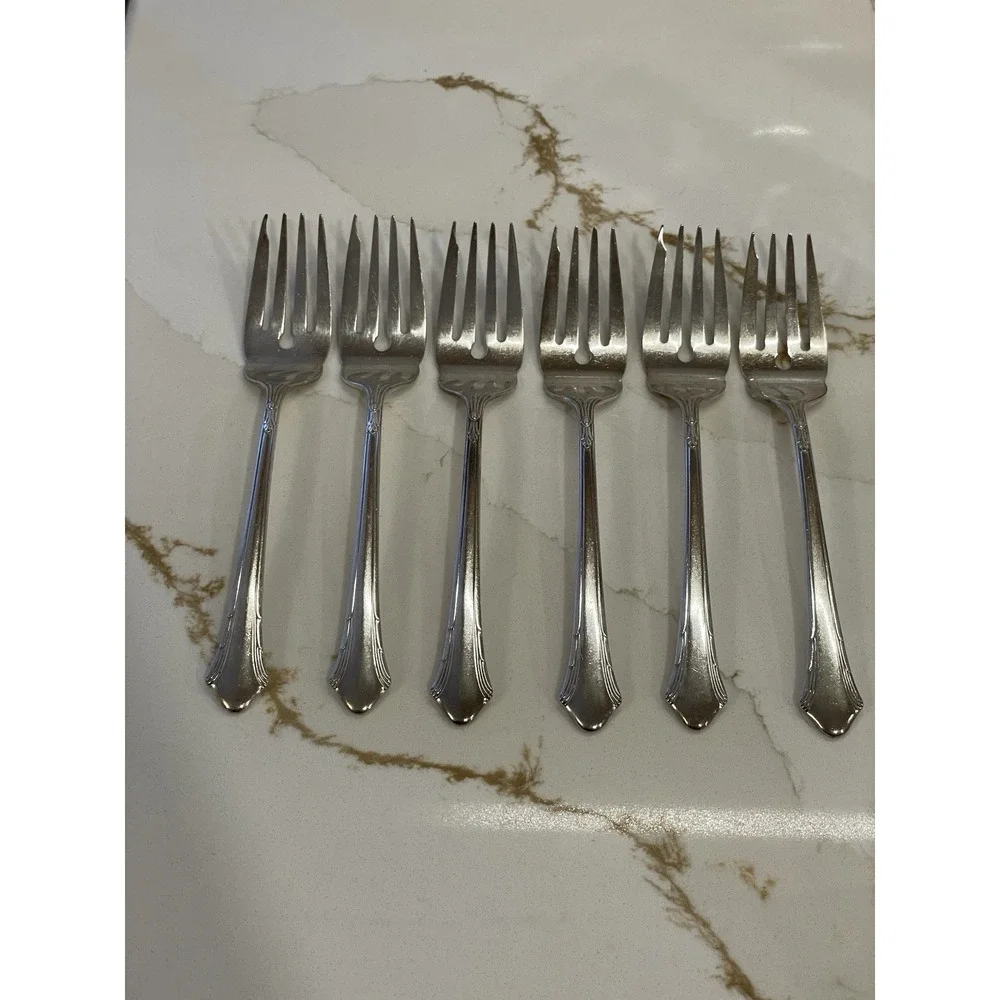 Vintage Gorham Lady‎ Caroline Silver Plate Salad Dessert Forks Set of 6 1933