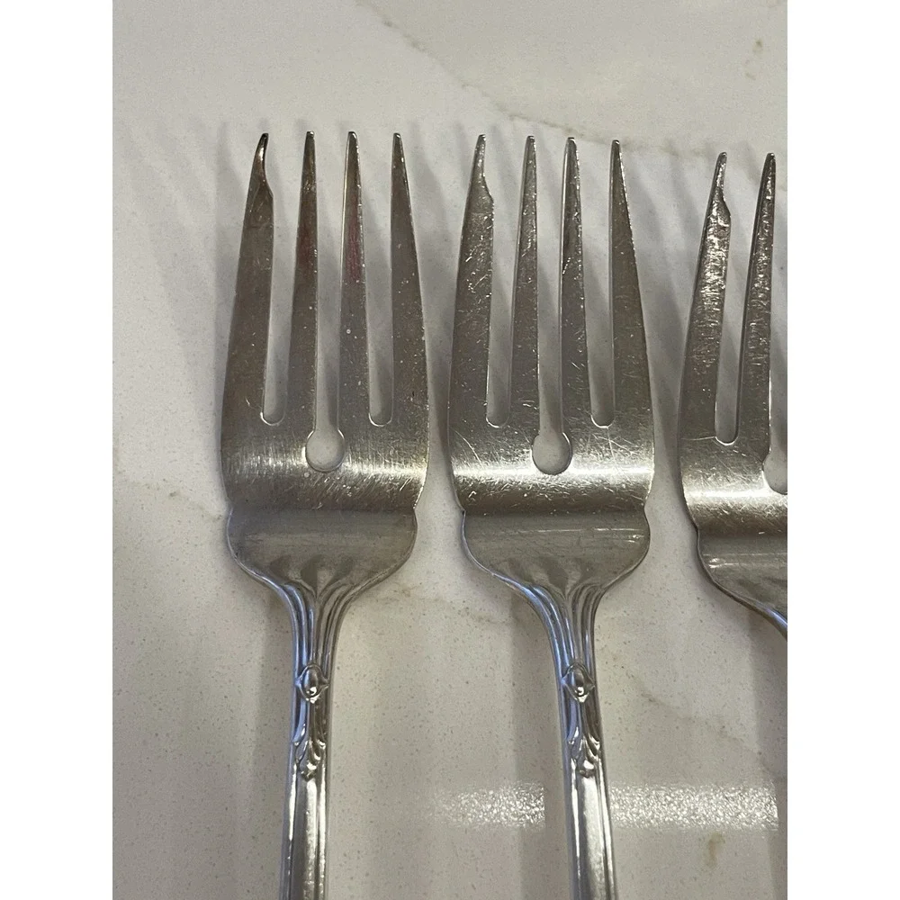 Vintage Gorham Lady‎ Caroline Silver Plate Salad Dessert Forks Set of 6 1933