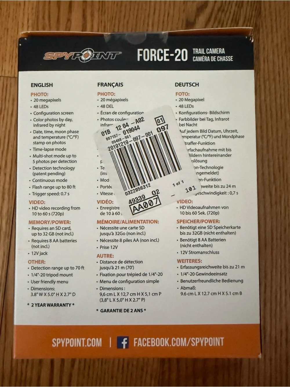 SPYPOINT Force-20 Buck Tracker Trail Camera - Black