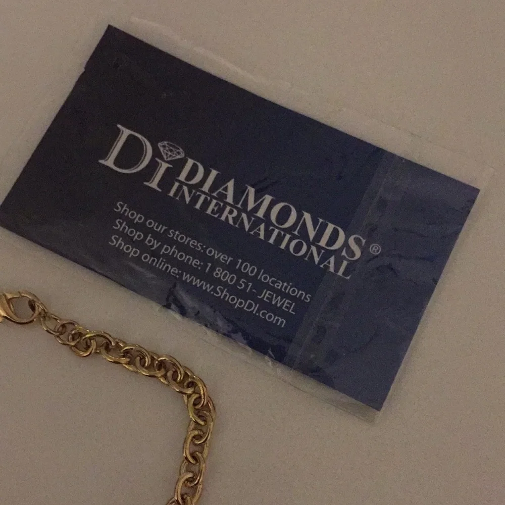 NEW Vintage Charm Bracelet Gold toned link with Di Charm Small Diamond​