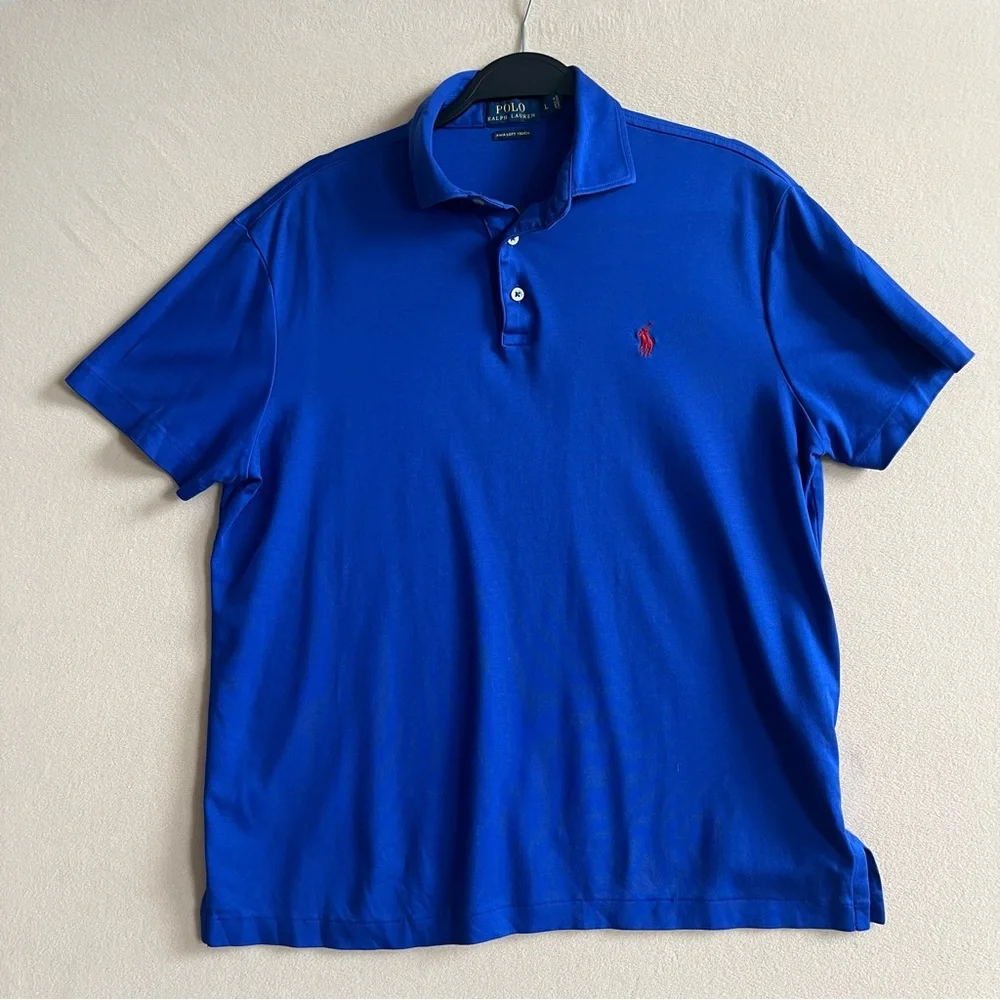 Polo Ralph Lauren Classic‎ Fit Polo Shirt Men’s L Royal Blue with Red Pony