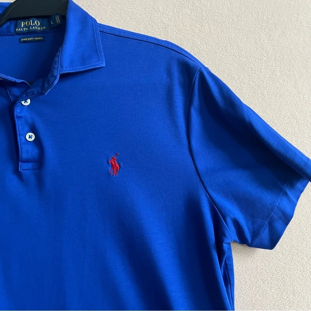 Polo Ralph Lauren Classic‎ Fit Polo Shirt Men’s L Royal Blue with Red Pony