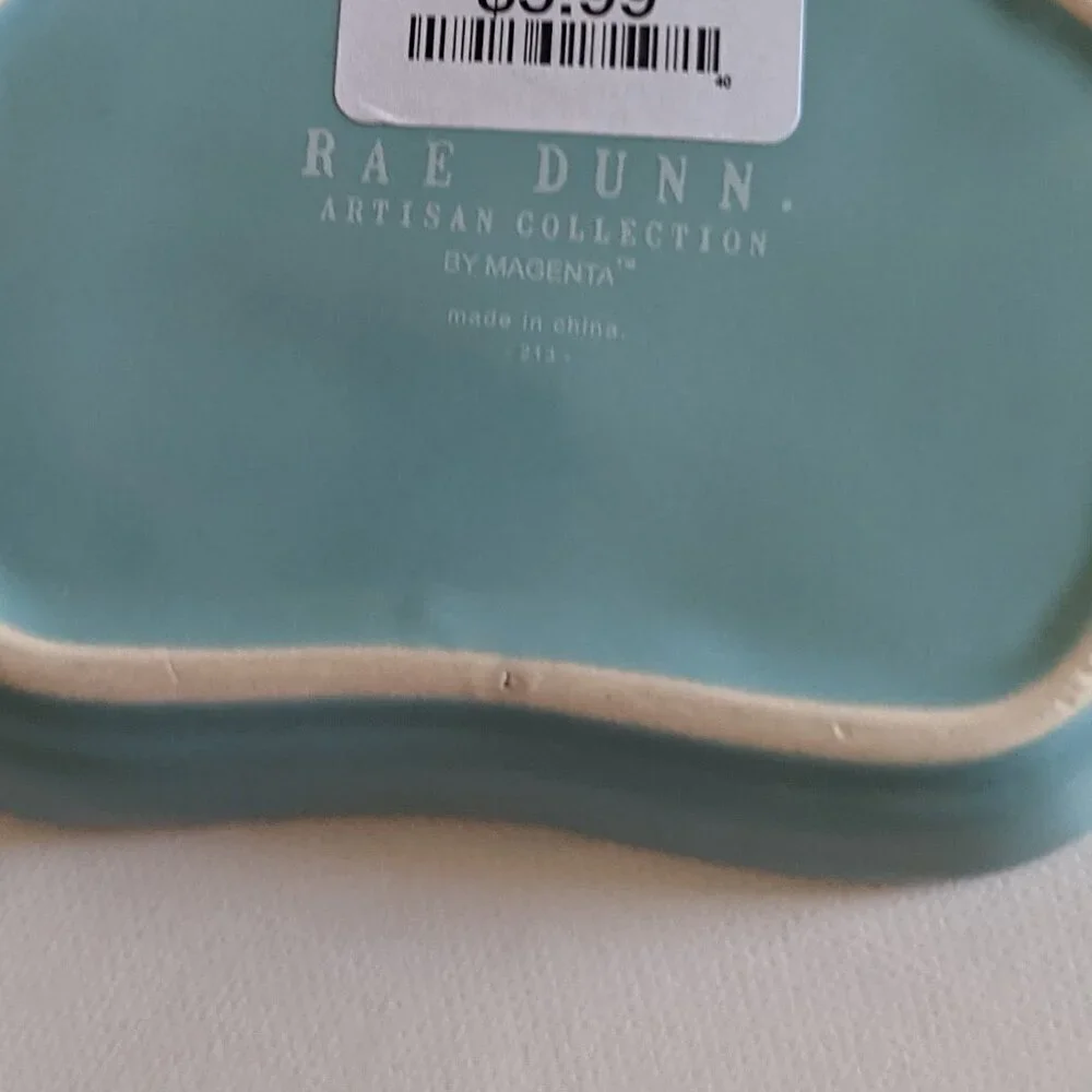NWT Rae Dunn 'Suds' Ceramic Bath Soap Dish Turquoise Blue Collectible Home Decor