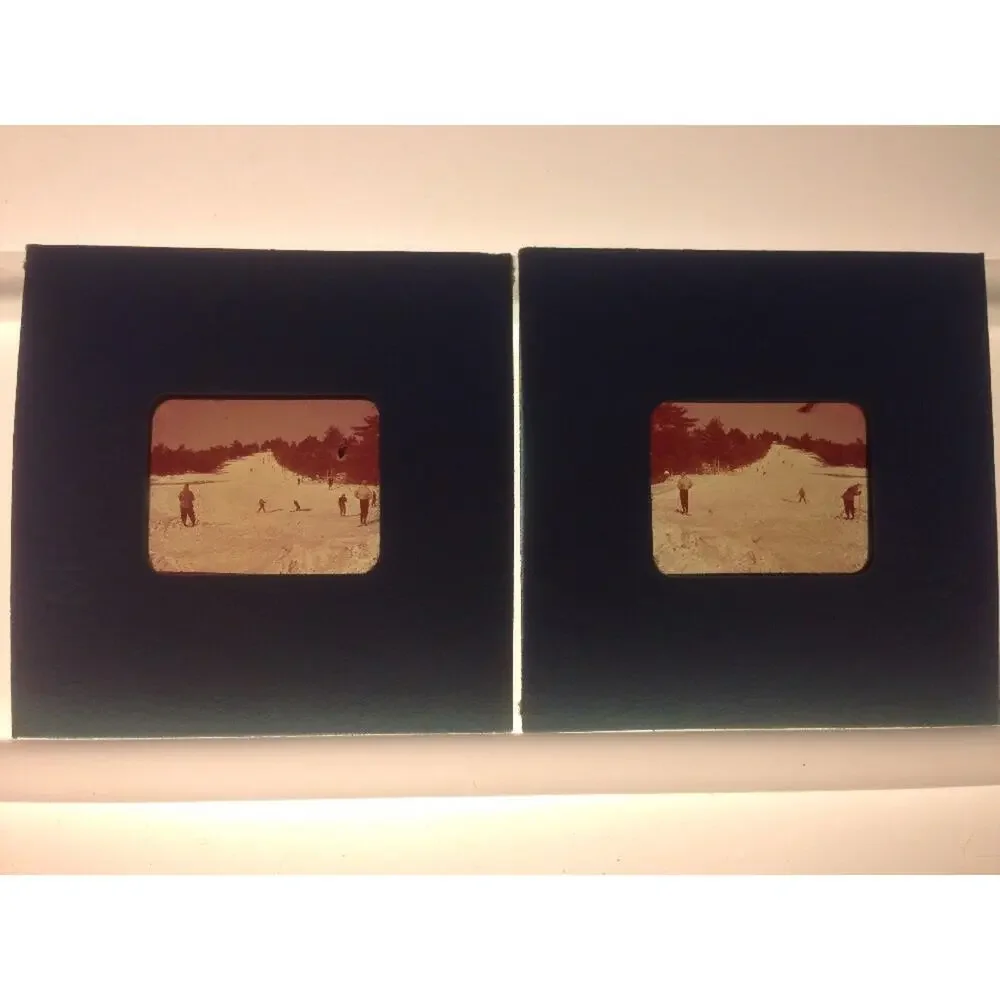 Lot of 2 Vintage 60s Snow Skiing Winter Mountain Resort Photograph Color Slides