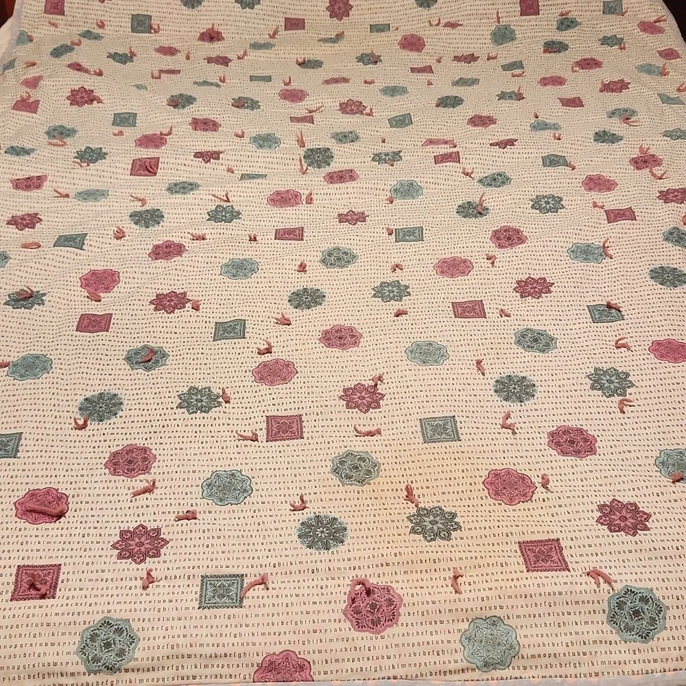 Vintage 90's Moody Floral Grunge Whimsigoth Cottegecore Distressed Throw Quilt