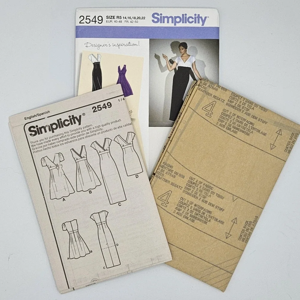 Simplicity 2549 dress from 2009‎ crossover puff cap sleeveless kneelength long