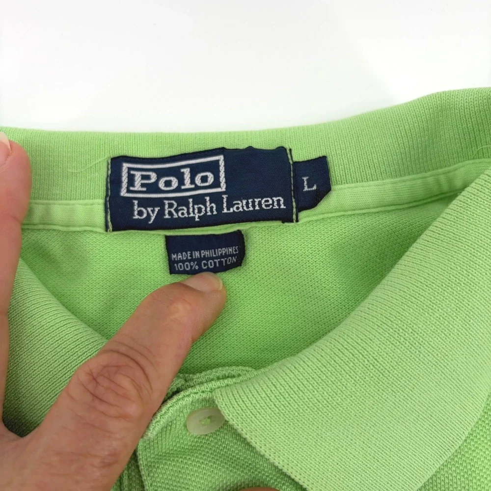 Polo by Ralph Lauren Mens L Green Polo Shirt Red Pony‎ Logo Cotton Casual