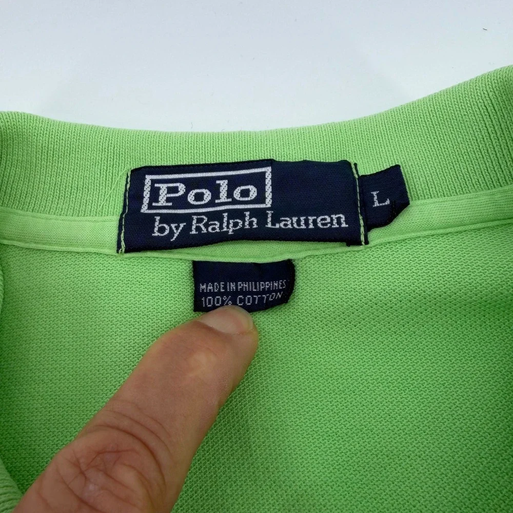 Polo by Ralph Lauren Mens L Green Polo Shirt Red Pony‎ Logo Cotton Casual