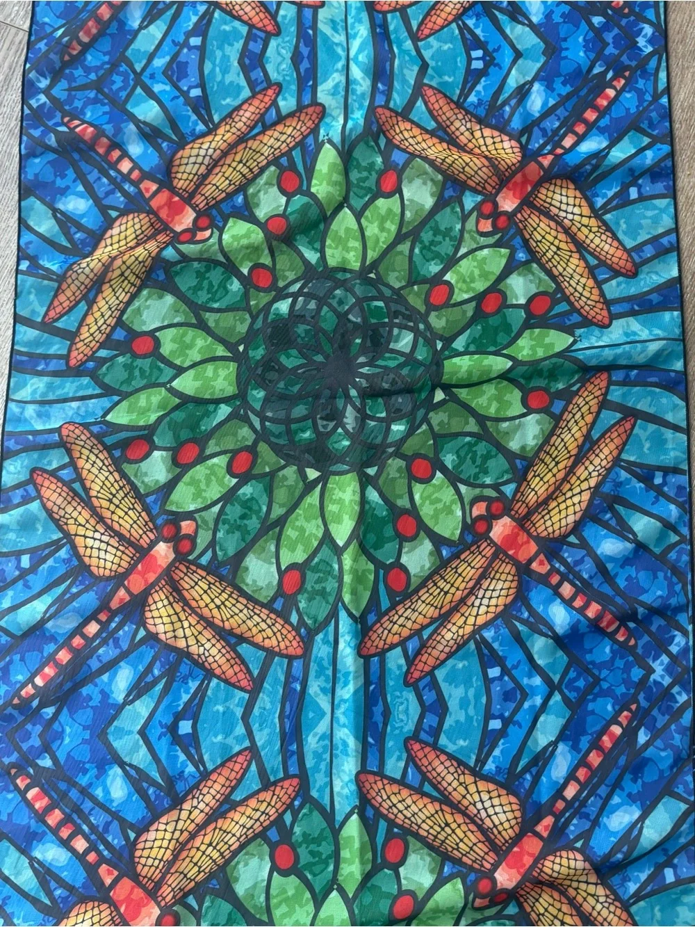 Craft Blue & Green Dragonfly Tapestry Runner with Orange Accents