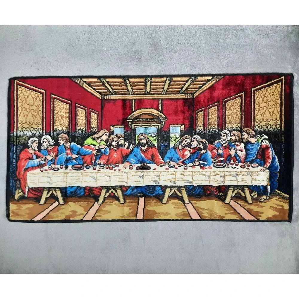 Vintage The Last Supper Jesus Tapestry Wall Hanging Art Religious Made in Italy