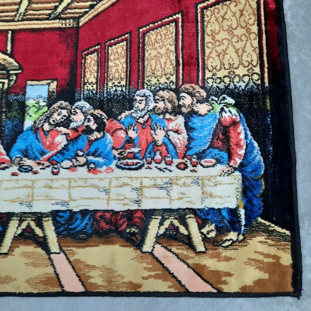 Vintage The Last Supper Jesus Tapestry Wall Hanging Art Religious Made in Italy