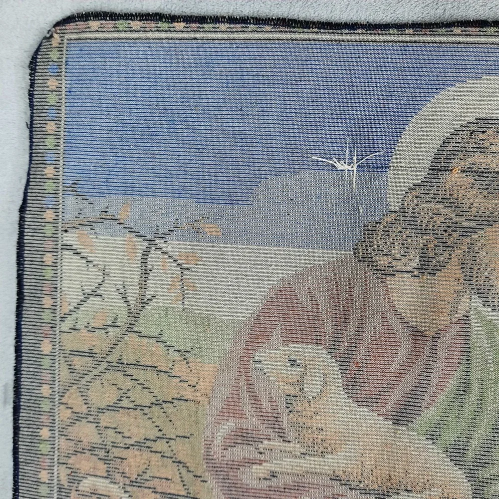 Vintage Jesus The Good Shepherd and Sheep Velvet Tapestry Wall Hanging Religious