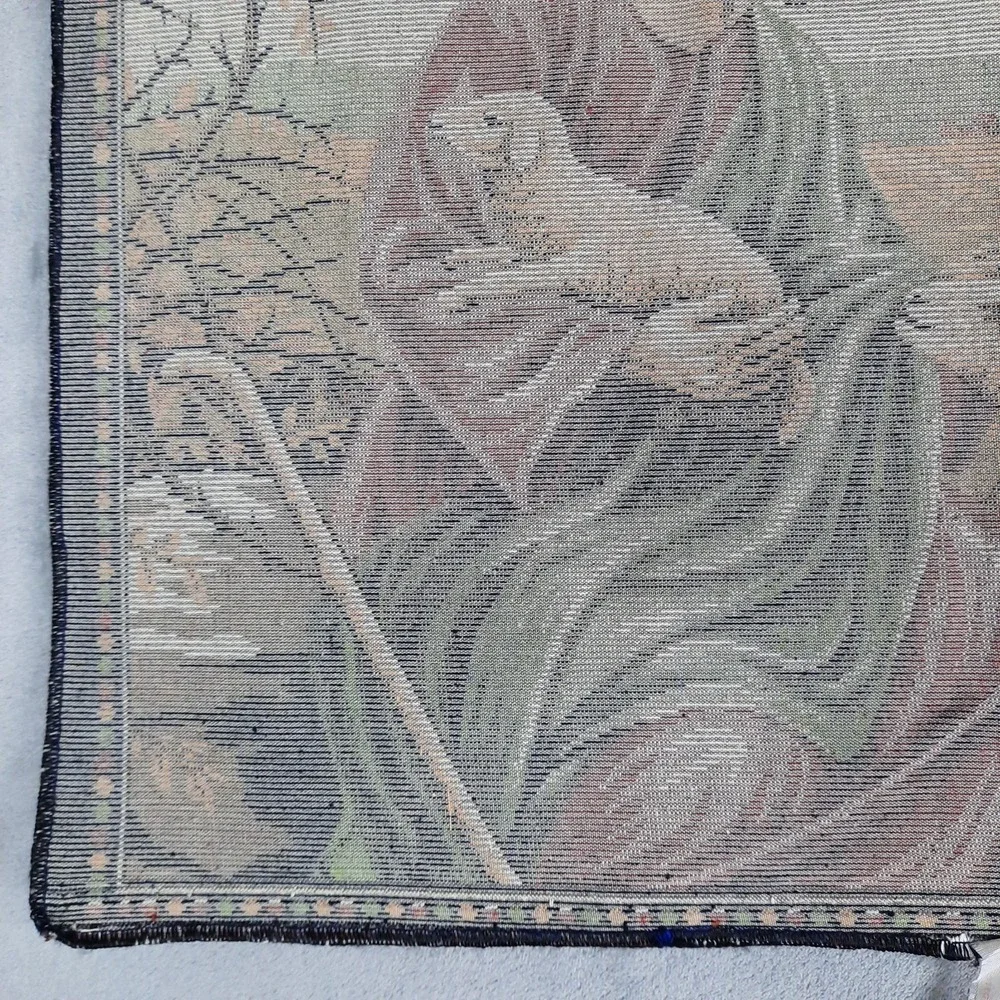 Vintage Jesus The Good Shepherd and Sheep Velvet Tapestry Wall Hanging Religious