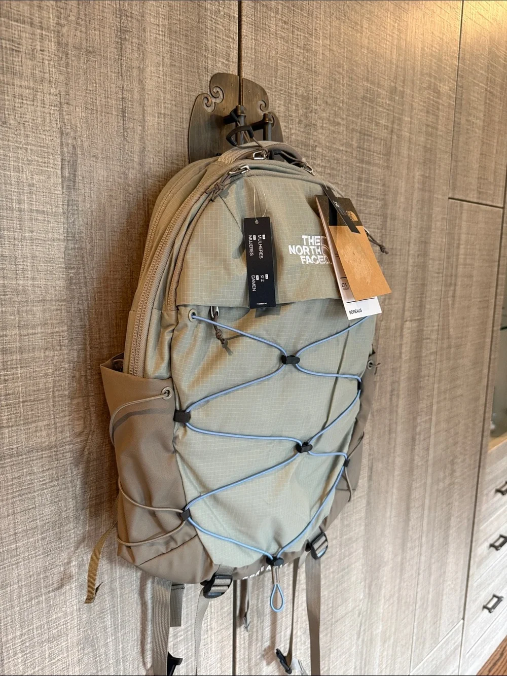 The North Face Women’s Borealis Backpack - Sage Green with Brown Accents
