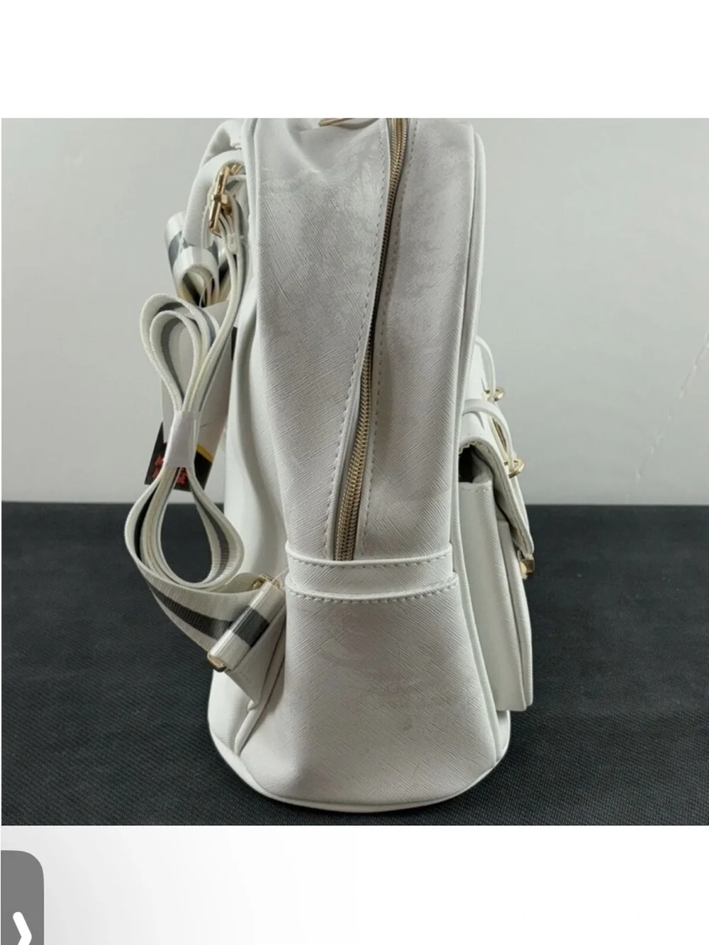 Disney White Cartoon-Print Women’s Backpack with Gold Hardware