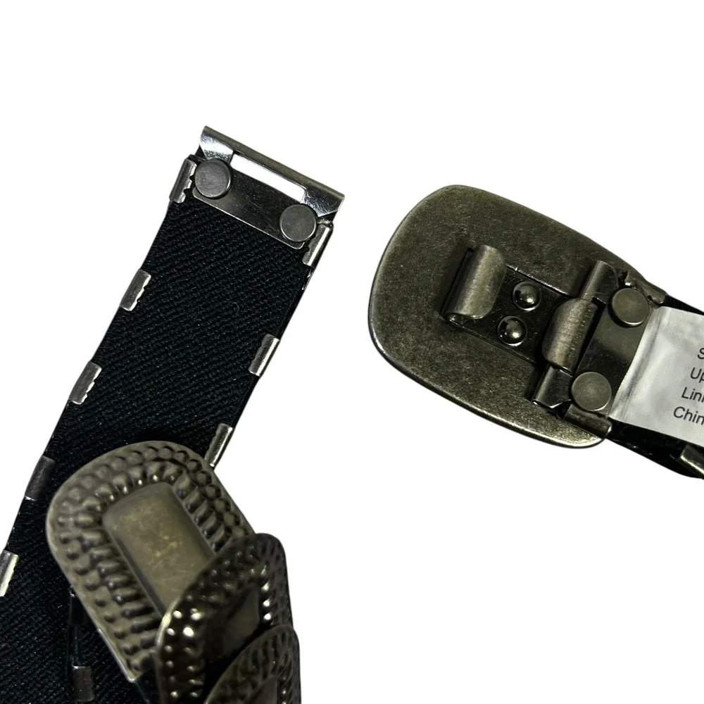 Womens Plated Metal Base Stretch Polyester Belt Silver Buckle ML