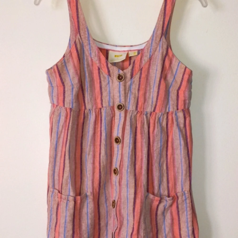 Anthropologie Maeve striped button down tank style top with pockets s…