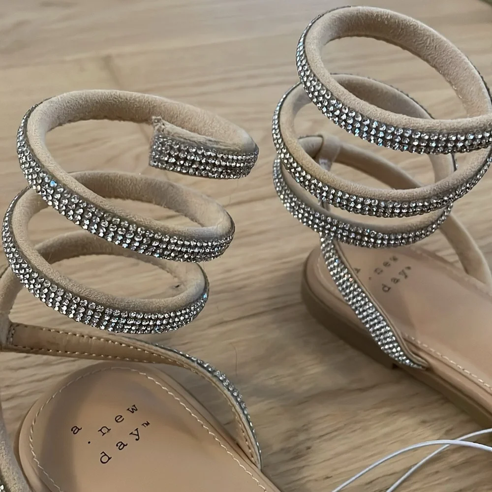 A new day silver Althea ankle wrap embellished sandals