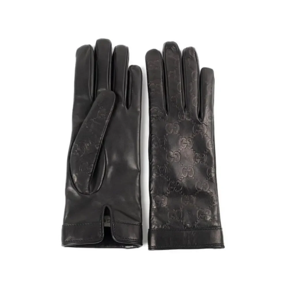 Gucci Women’s Leather gloves embellished with embossed GG logo NWT