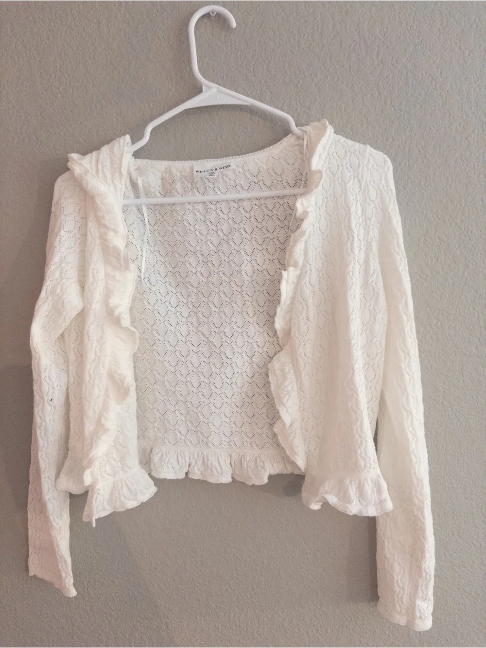 Girls' White Lace Ruffle Cardigan