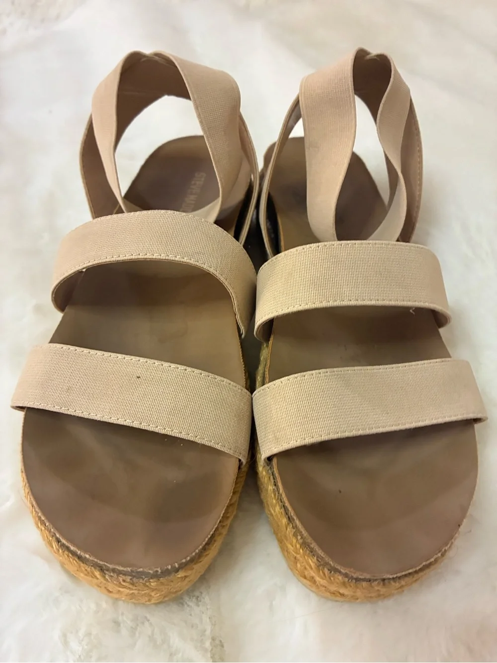 Steve Madden Beige Elastic Espadrille Sandals Girls Size 4