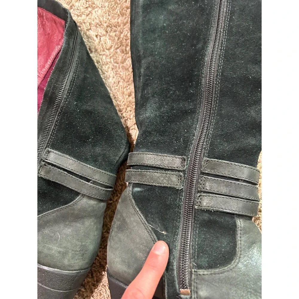 UGG Australia Women Black‎ Waterproof Leather Suede Wedge Tall Boots Size 8