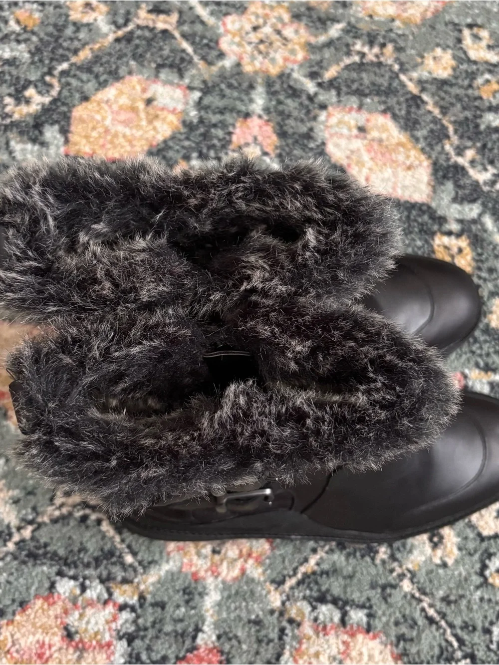 Merrell Tremblant Ezra Leather Side Zip Buckle Faux Fur Winter Boots Black Sz 8