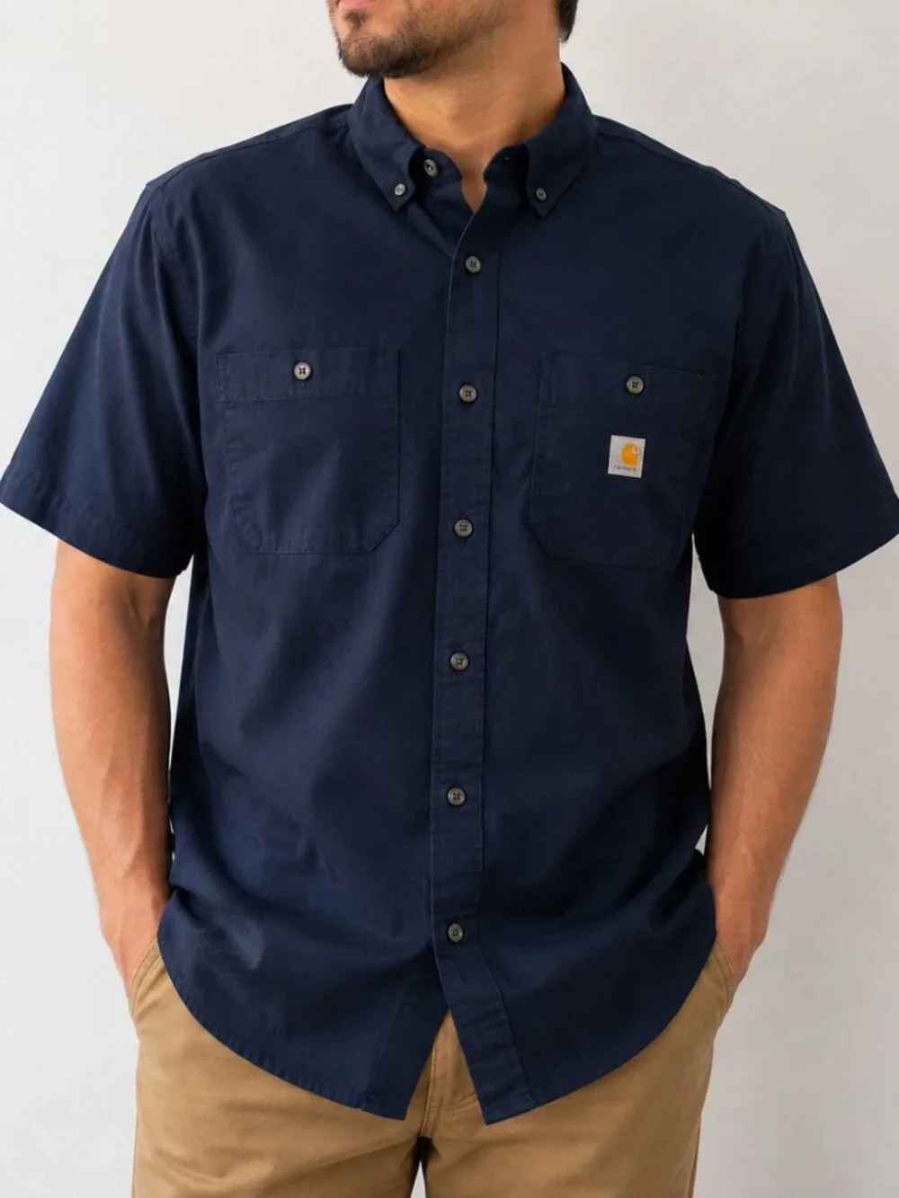 Carhartt Rugged Flex Relaxed Fit Navy Work Shirt 2XL
