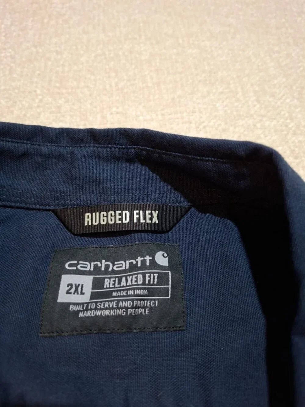Carhartt Rugged Flex Relaxed Fit Navy Work Shirt 2XL