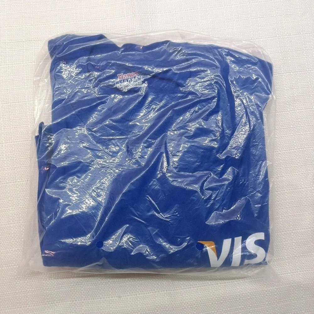Visa Logo Blue Hanes Beefy-T Size XL (46/48) T-shirt New In Plastic‎