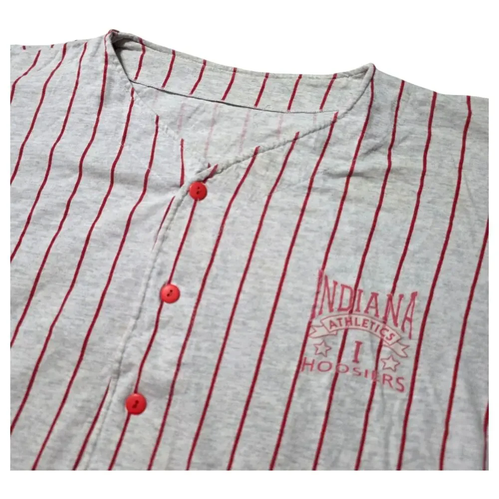 Vintage Indiana Hoosiers Baseball Jersey Shirt Boxy Pinstripe IU NCAA USA