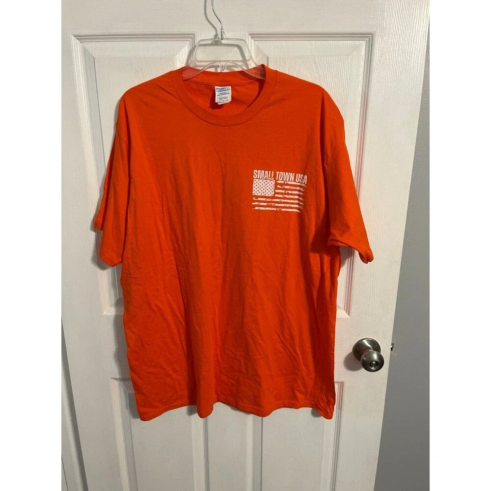 Port & Company “Small Town Strong” Orange T Shirt Size XL New Without Tag