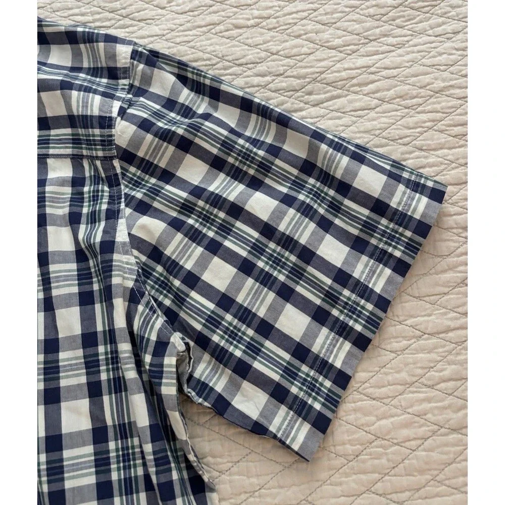 Chaps Easy Care Plaid Woven Button-Up Short Sleeve Shirt Pockets Men's 3XLT