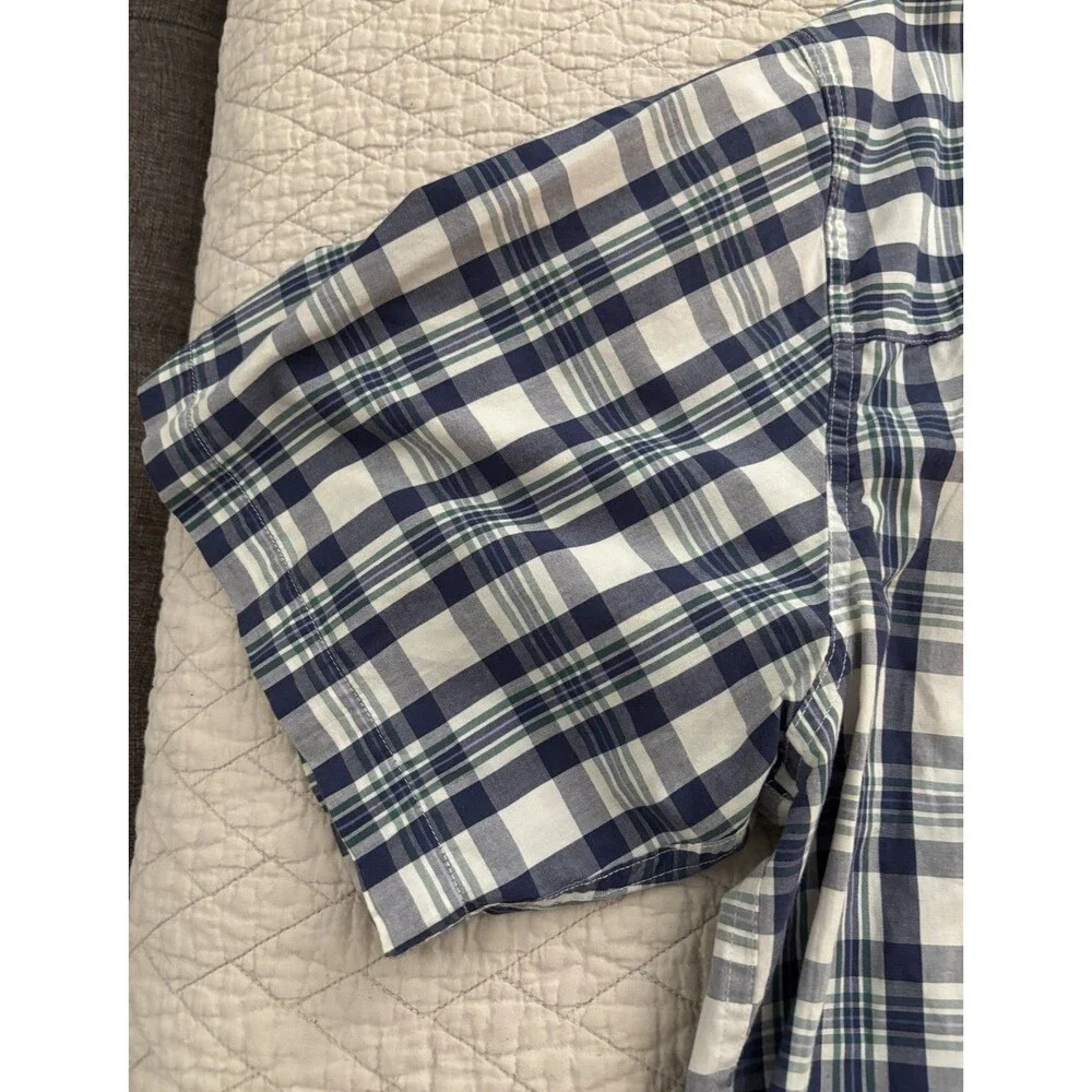 Chaps Easy Care Plaid Woven Button-Up Short Sleeve Shirt Pockets Men's 3XLT