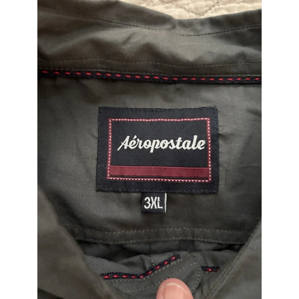 Aéropostale A87 Embroidered Solid Button-Down Short Sleeve Shirt Men's 3XL  Tag
