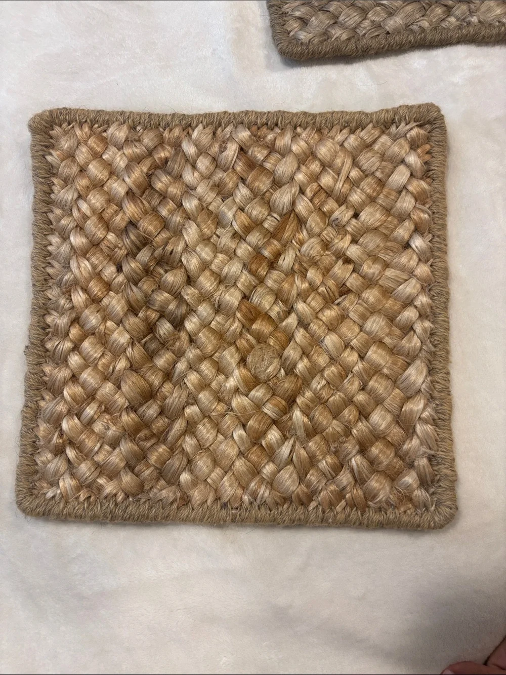 Natural Jute Trivet Set. “Maximus” Wheat Multi Set of 3 Designer Sample Hot Pads