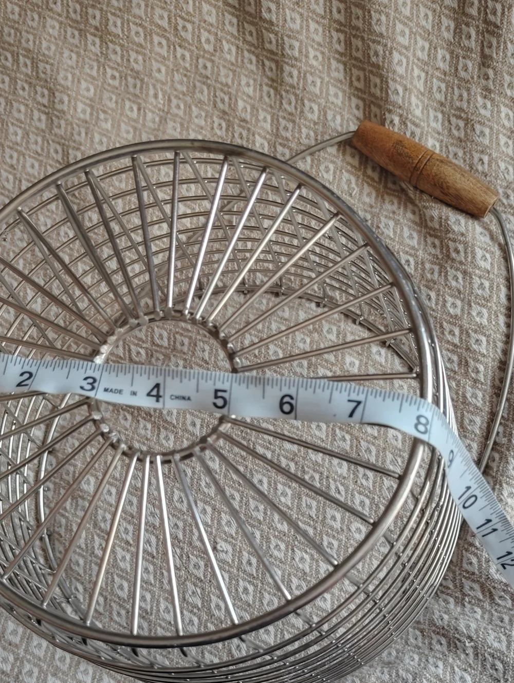 Large Metal Wire Storage Basket with Wooden Handle