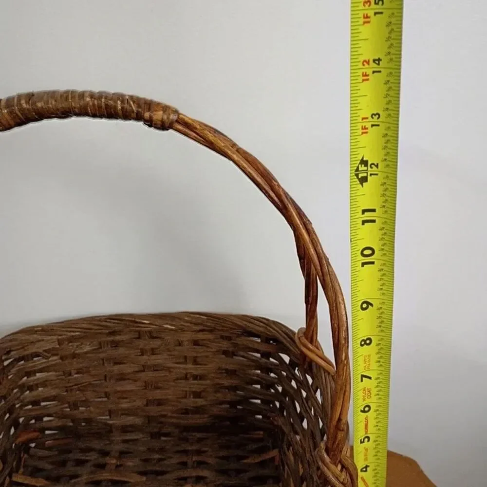 Large Wicker Basket with Handle Farmhouse Country Decor