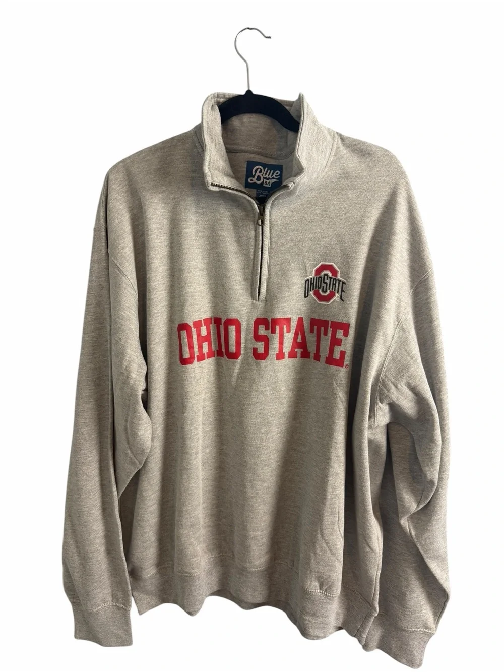 Blue 84 1/4 Zip Ohio State Gray Pullover Sweatshirt