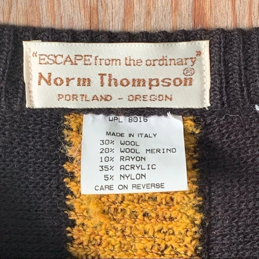 Vintage Norm Thompson Tundra 3D Rainbow Coogi Style Sweater Biggie Size M Men’s