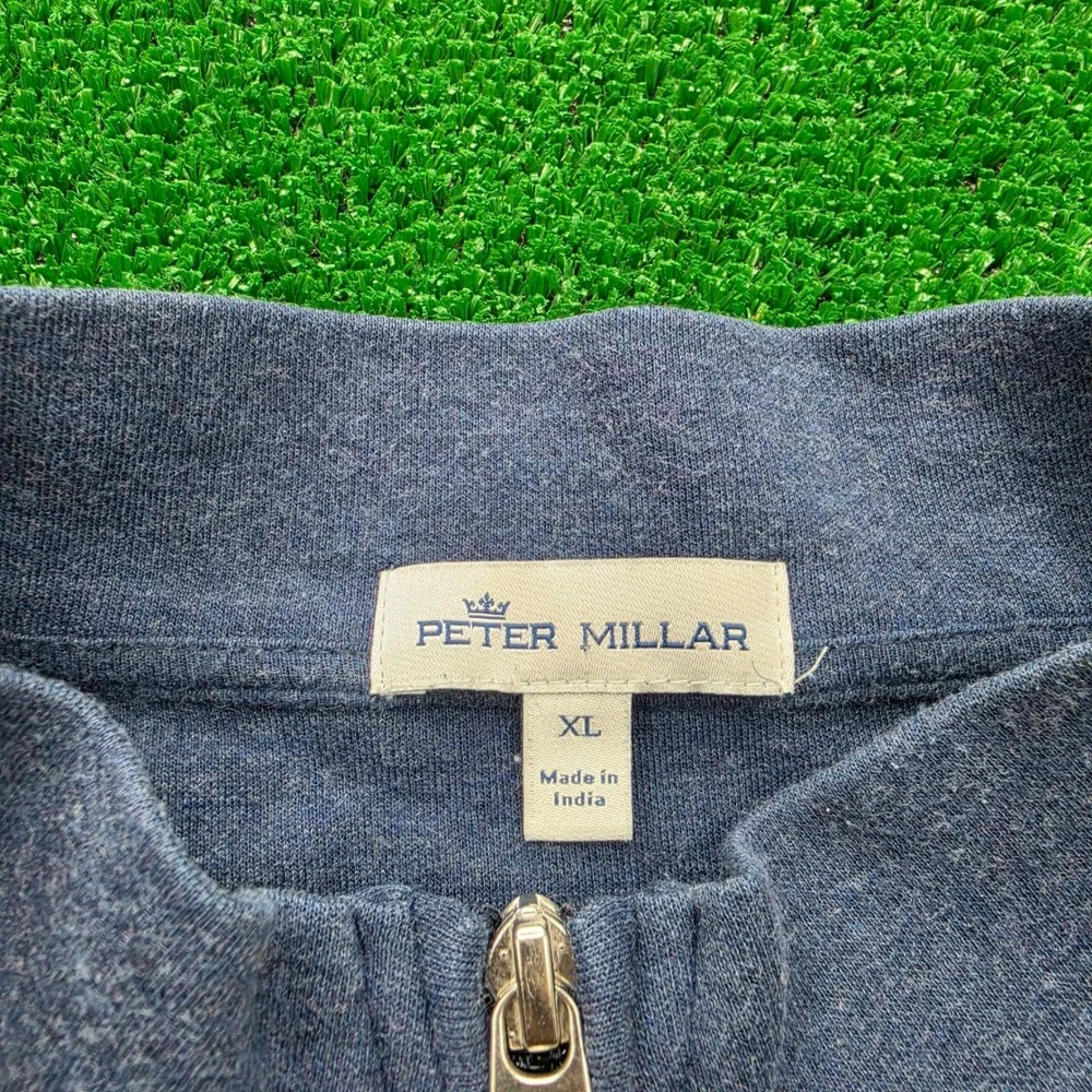 Peter Millar Crown Sweater Mens XL Heather Blue Quarter Zip Pullover Golf Casual