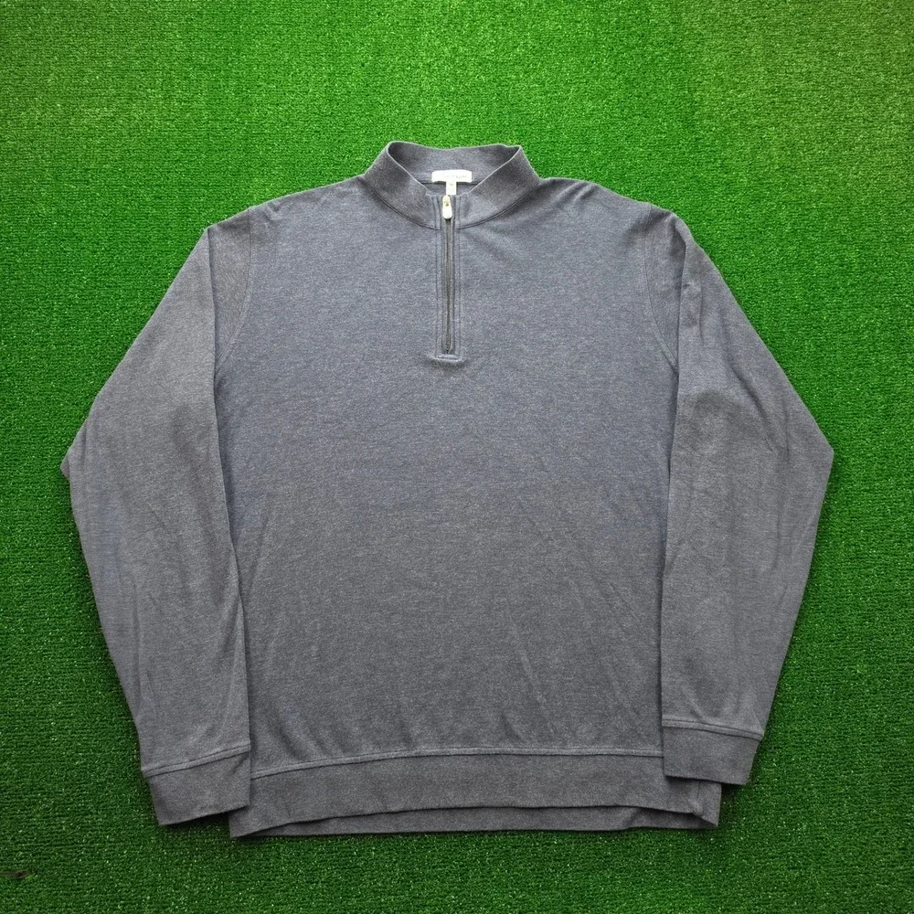 Peter Millar Crown Sweater Mens XL Heather Blue Quarter Zip Pullover Golf Casual