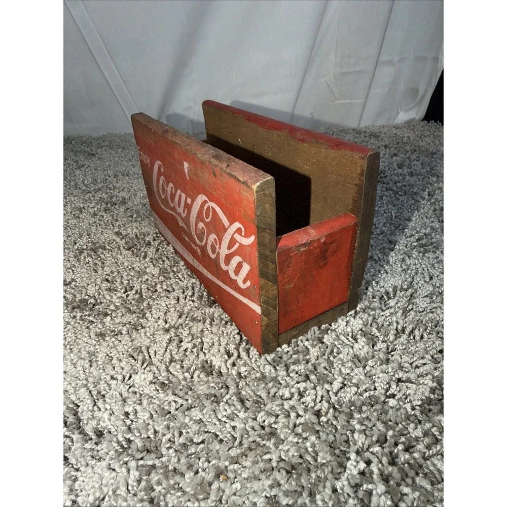 Vintage Wood Coca Cola Utensil Silverware Napkin Caddy Holder Wood  Coke